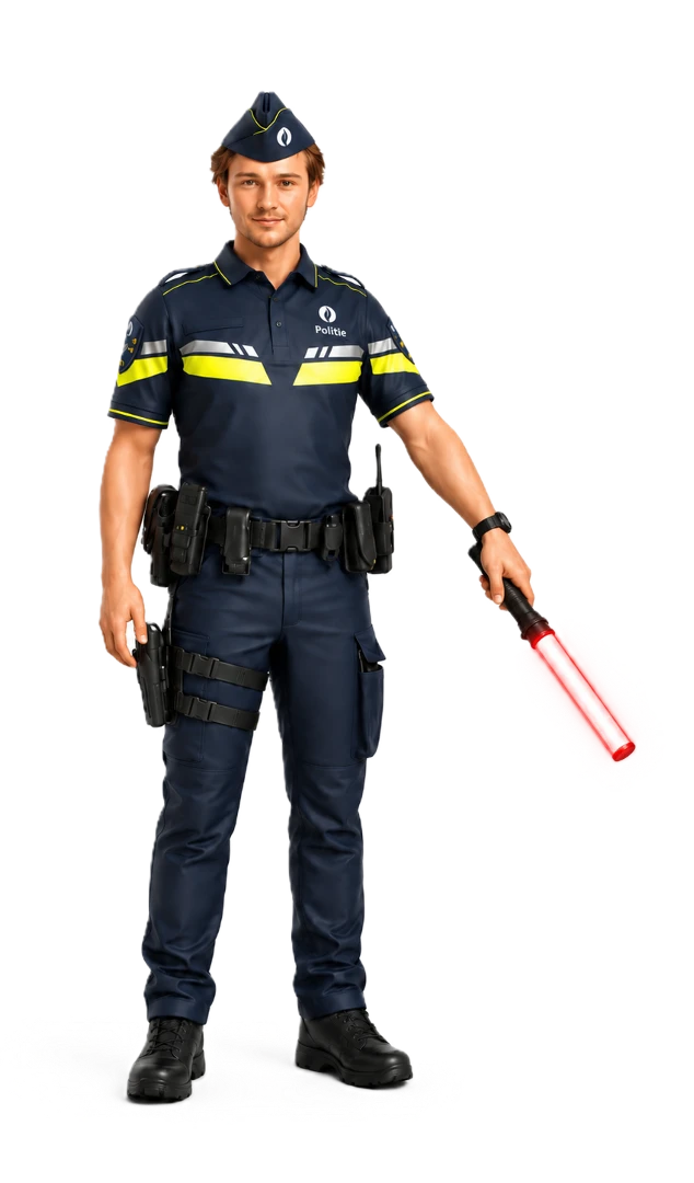 Agent die zwaait met een rood licht